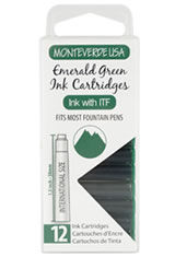 Emerald Green Monteverde International Standard Size Cartridge(12pk) Fountain Pen Ink