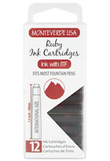 Ruby Monteverde International Standard Size Cartridge(12pk) Fountain Pen Ink