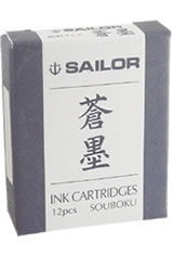 Souboku Blue Black Sailor Pigmented Ink Cartridge(12pk) Fountain Pen Ink