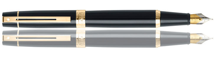 Black Lacquer / Gold trim Sheaffer 300 Collection Fountain Pens
