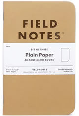 Plain Paper Field Notes Original Kraft 3-Pack Memo & Notebooks