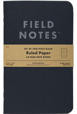 3½ x 5½ - Lined Field Notes Pitch Black  Memo & Notebooks