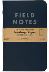 4¾ x 7½ - Dot Grid Field Notes Pitch Black  Memo & Notebooks