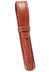 Cognac Aston Leather Single Pen Carrying Cases