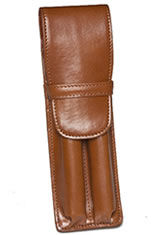Tan Aston Leather Double Pen Carrying Cases