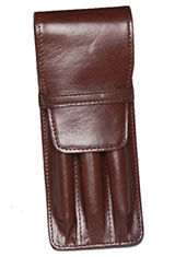 Brown Aston Leather Triple Pen Carrying Cases