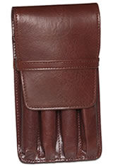 Brown Aston Leather Four Pen Carrying Cases