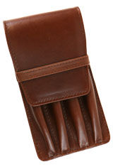 Cognac Aston Leather Four Pen Carrying Cases