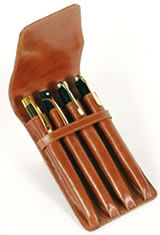 Tan Aston Leather Four Pen Carrying Cases