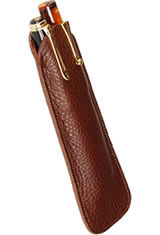 Brown Aston Leather Two Pen Slip Pen Carrying Cases