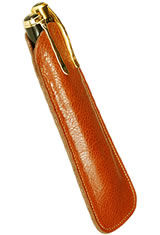 Tan Aston Leather Two Pen Slip Pen Carrying Cases