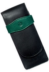 3 Pen Black/Green Pelikan Leather Pouch Pen Carrying Cases