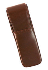 Rounded Cognac Aston Leather 2 Pen Box Pen Carrying Cases