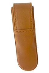 Rounded Tan Aston Leather 2 Pen Box Pen Carrying Cases