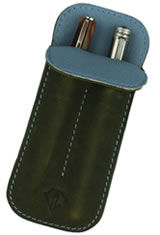 Olive Blue Dee Charles Designs Double Sleeve Pen Carrying Cases