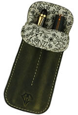 Olive Gold Dee Charles Designs Double Sleeve Pen Carrying Cases