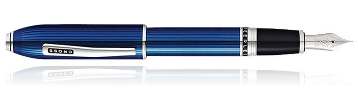Quartz Blue Engraved Lacquer Cross Peerless 125 Fountain Pens