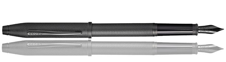 Black Microknurl / PVD Black Cross Century II Fountain Pens