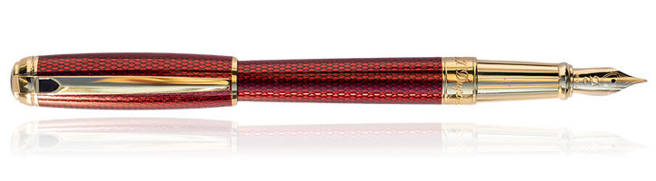 Ruby S.T. Dupont Diamond Guilloche Fountain Pens