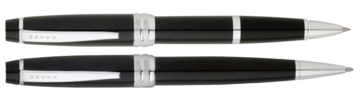 Black Lacquer Cross Bailey Set of 2 - Ballpoint & Rollerball Pens