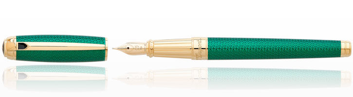 Emerald S.T. Dupont Line D Firehead Guilloche Fountain Pens