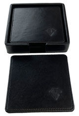 Midnight Black Dee Charles Designs Coaster Set (4 Coasters + Stand) Executive Gifts & Desk Accessories