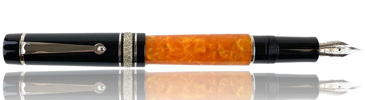 Origine (Black & Orange / Palladium) Maiora Mytho Fountain Pens