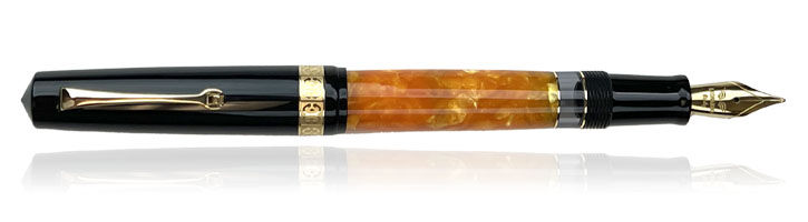 DNA Orange / Black / Gold Trim Leonardo Officina Italiana Momento Zero Magico Fountain Pens