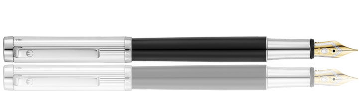 Pinstripe / Black Lacquer Waldmann Liberty 18kt nib Fountain Pens