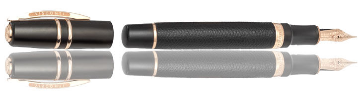 Black / Black Satin / Rose Gold trim Visconti Homo Sapiens Dual Touch Fountain Pens