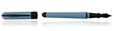 Pineider Avatar UR Matte Black Fountain Pens in Ice Blue