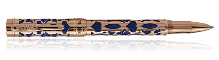 Blue / Rose Gold Conklin Endura Deco Crest Rollerball Pens