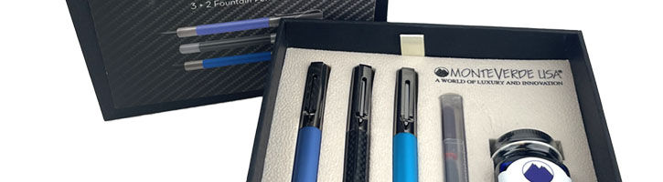 Blue/Carbon/Turquoise Monteverde Ritma Gift Set Fountain Pens
