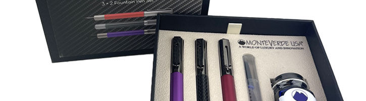Red/Carbon/Purple Monteverde Ritma Gift Set Fountain Pens