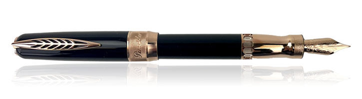 Black/Rose Gold Pineider LGB Rocco Fountain Pens