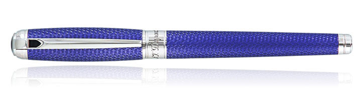 Ocean Blue / Palladium trim S.T. Dupont Velvet Firehead Guilloche Rollerball Pens