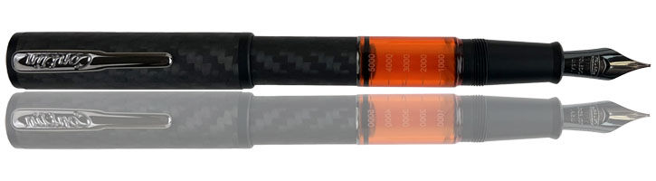Orange Conklin Carbon Fiber Stealth Word Gauge Fountain Pens