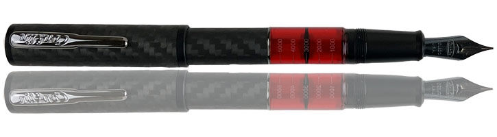 Red Conklin Carbon Fiber Stealth Word Gauge Fountain Pens