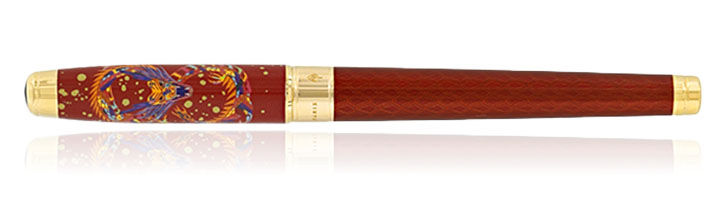 Burgundy S.T. Dupont Dragon Scales Line D Eternity Fountain Pens