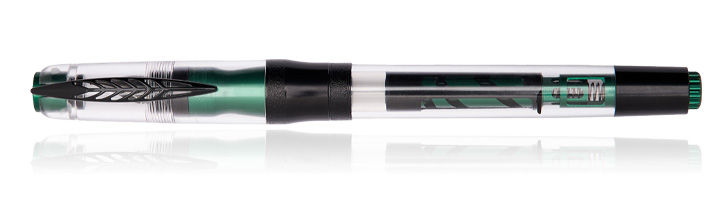 Green/Black trim Pineider Mistery Fast Filler Demo 14kt nib Fountain Pens
