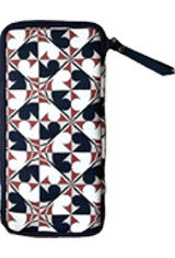 White Pattern Kyoku haku Archaeology Zipper 3 Slot Pen Carrying Cases
