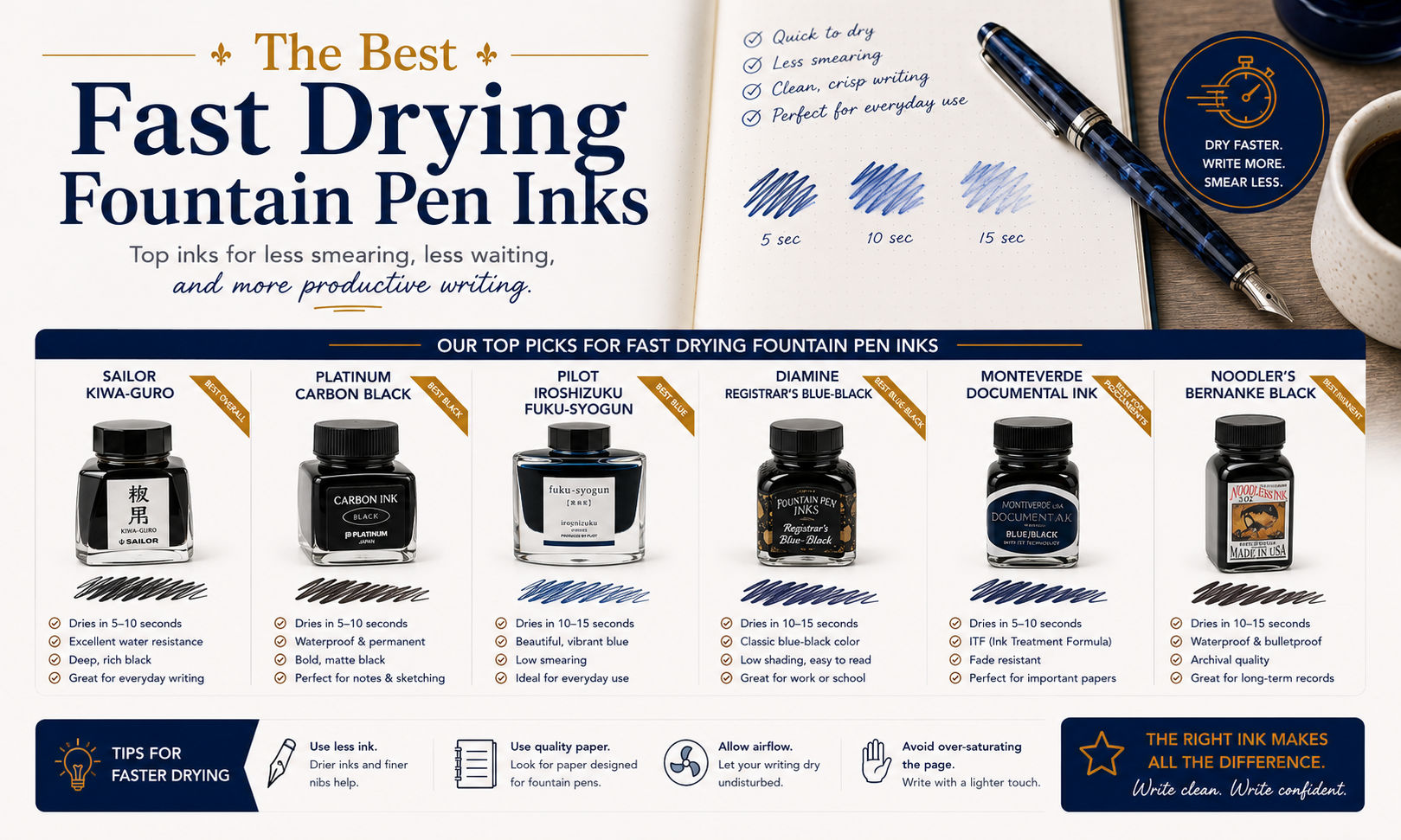 Best Fast-Drying Fountain Pen Inks image