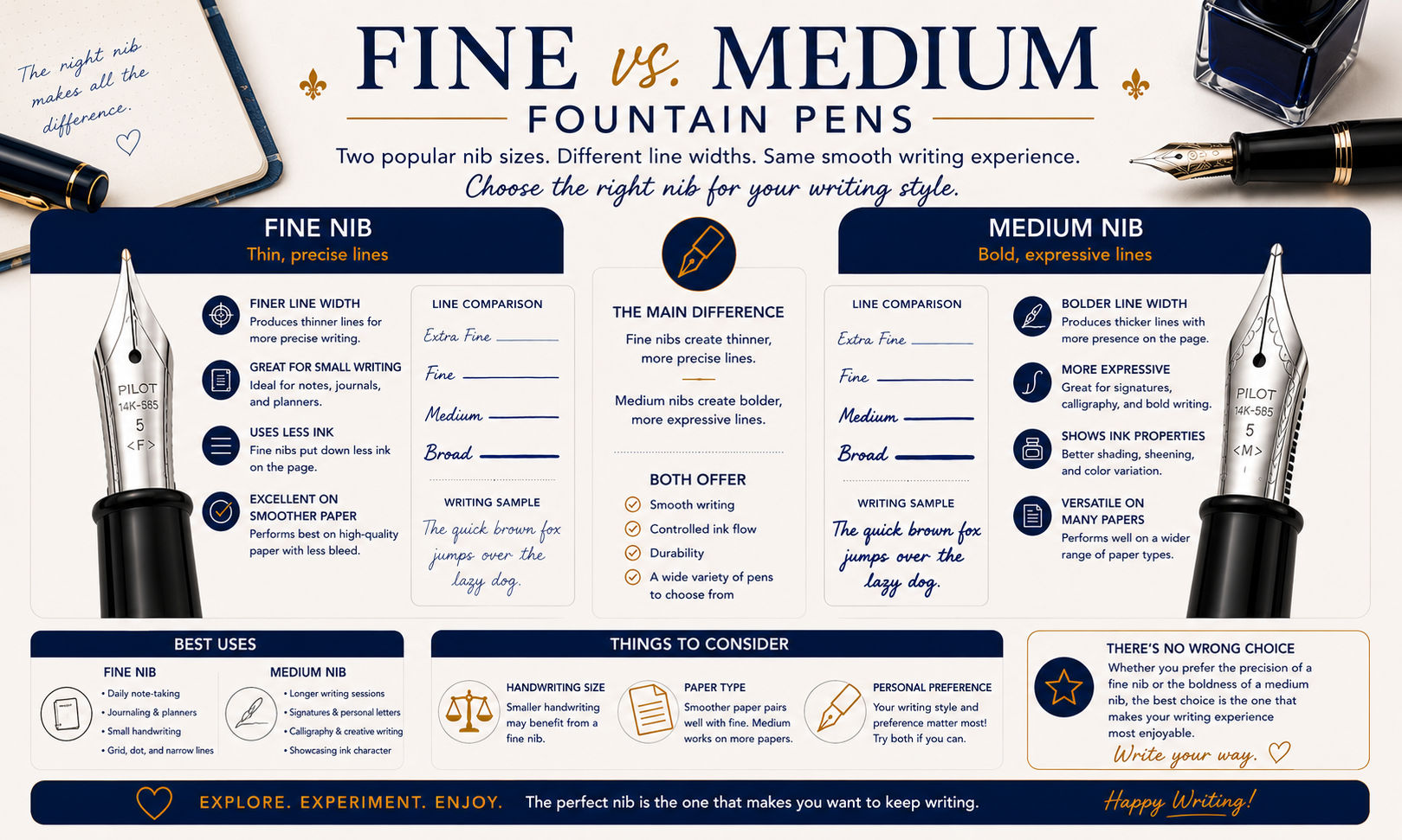 Fine vs Medium Fountain Pen Nibs image