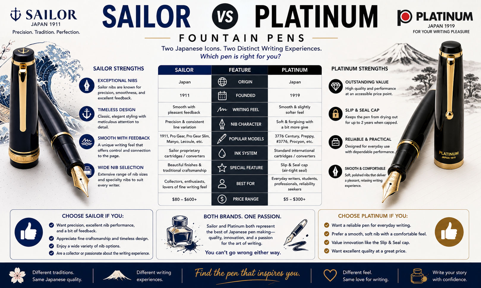 Sailor vs Platinum Fountain Pens: Which Japanese Fountain Pen Brand Is Better? image