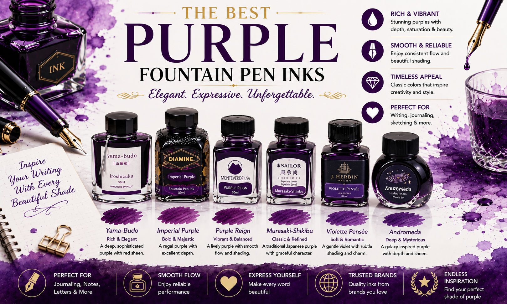 Best Purple Fountain Pen Inks image