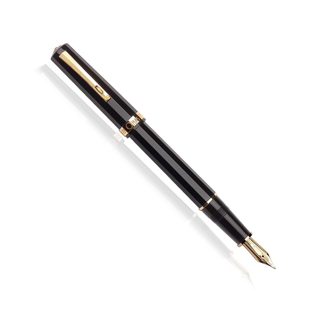 Omas Arte Italiana Milford Fountain Pen Black & Gold 18K