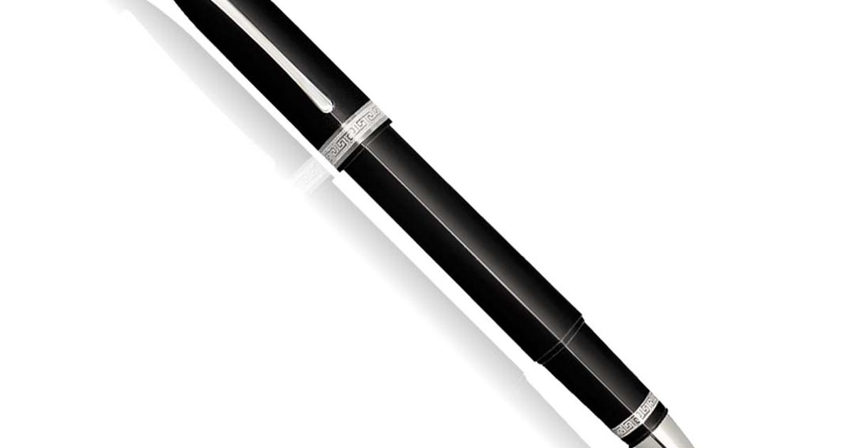 Stylo Roller OMAS 360 En Résine Noire - Finition Platinum - Occasion De Collection