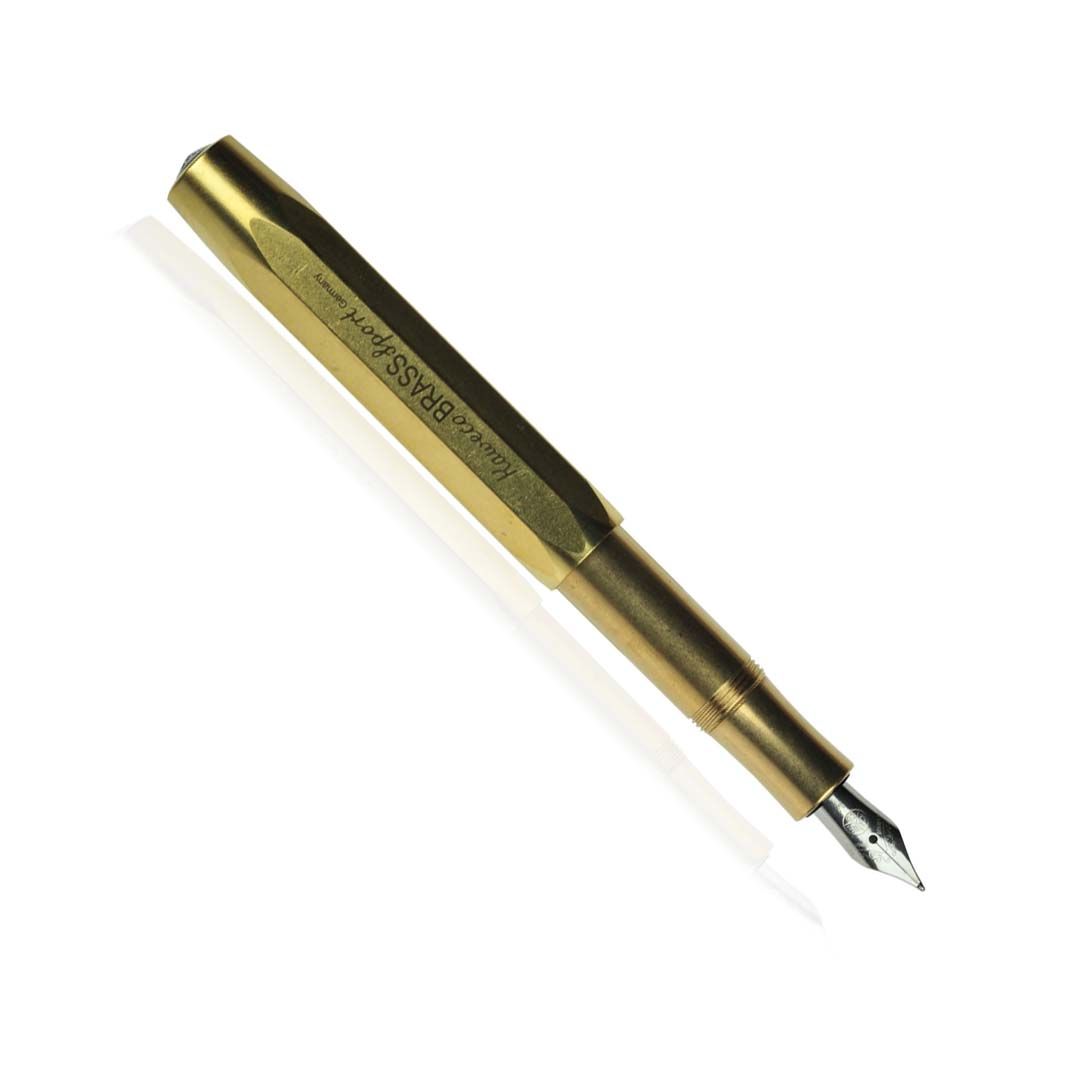  Kaweco BRASS SPORT Fountain Pen I Exclusive Brass Fountain Pen  for Ink Cartridges Including Retro Metal Box I Fountain Pen 13 cm I Nib: F  (Fine) : Office Products