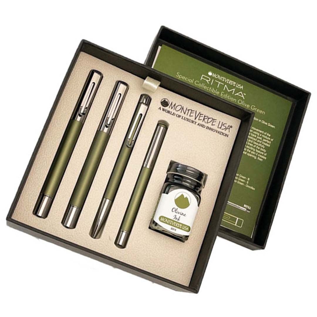 Monteverde Ritma Special Collection Edition Olive 5pc Set Fountain Pens