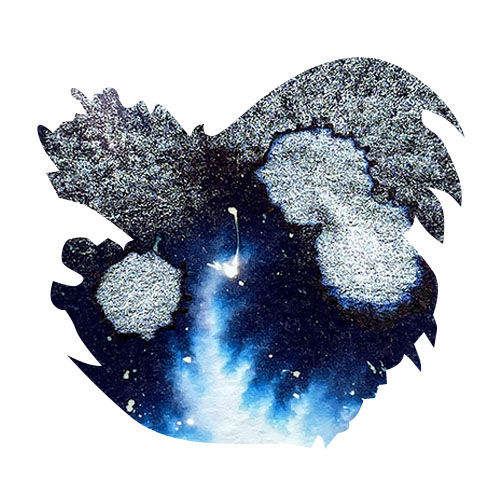 Diamine Black Edition 50ml Fountain Pen Ink color swatch in Chilly Nights (Starbright)